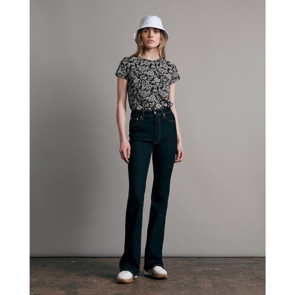 NEW Rag & Bone Casey High Rise Rinse Ankle Flare Jeans Dark Indigo Size 30 - Picture 4 of 16